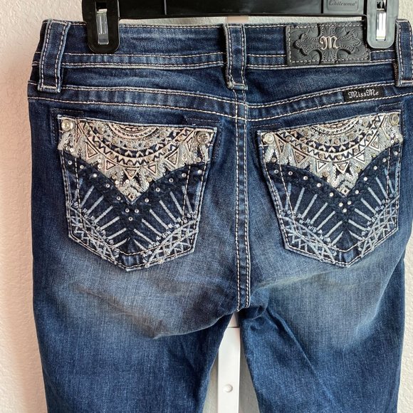 Miss Me Denim - New Women's Jeans Sz 26 skinny cut Denim Embellished Pockets no size tag Miss Me